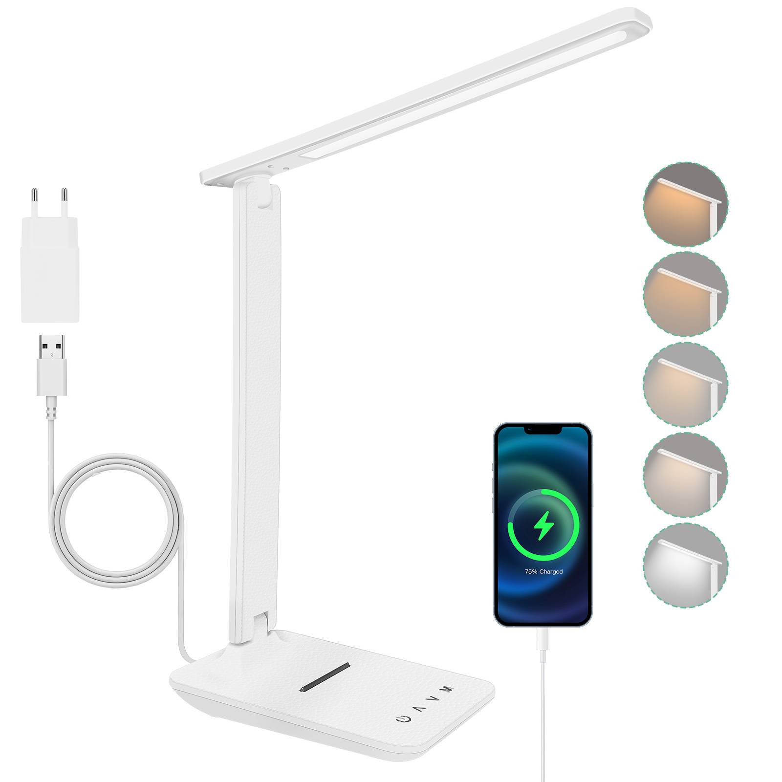 This image shows a modern LED desk lamp with an adjustable arm and dimmable settings, perfect for providing customizable lighting in workspaces, offices, or study areas.