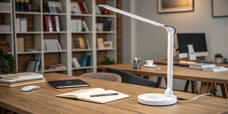 Ergonomic LED desk lamp with touch control, perfect for office use