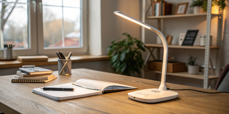 Simple and stylish LED desk lamp offering eye-caring illumination