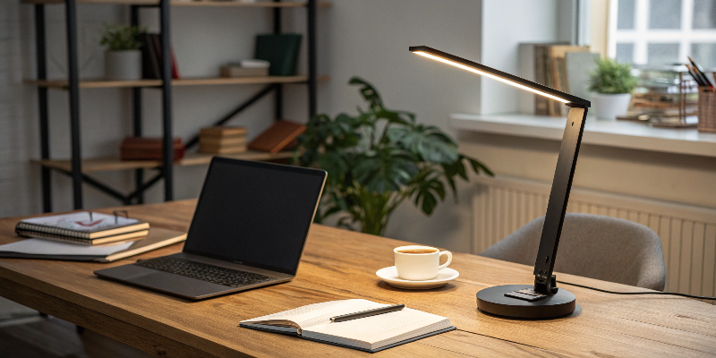 Ergonomic black LED desk lamp, a great addition to any study or work desk