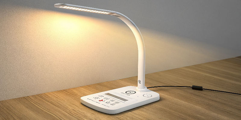 Smart LED desk lamp with adjustable brightness and a clean, modern design