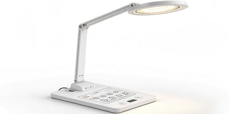 Compact LED desk lamp with a unique design, providing focused light for tasks