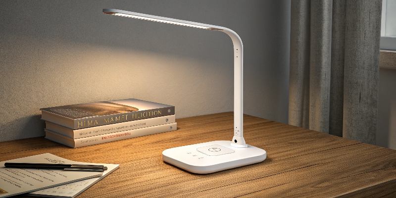 Sleek LED desk lamp with modern design and adjustable brightness, perfect for any workspace