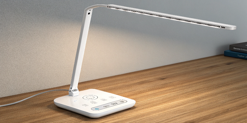 Minimalist LED desk lamp with a modern aesthetic, suitable for any desk space