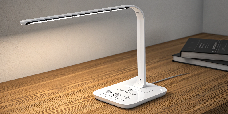 LED desk lamp with sleek design and modern features for efficient workspace lighting