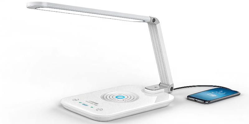 Smart LED desk lamp with wireless charging and touch controls