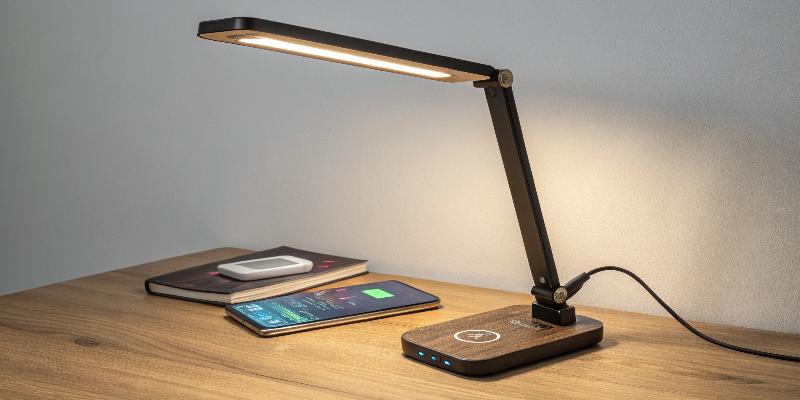 Innovative LED desk lamp with foldable design and charging capabilities