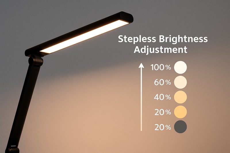 Dimmable LED lamp showing various brightness levels