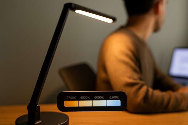 LED lamp with color temperature controls from warm to cool