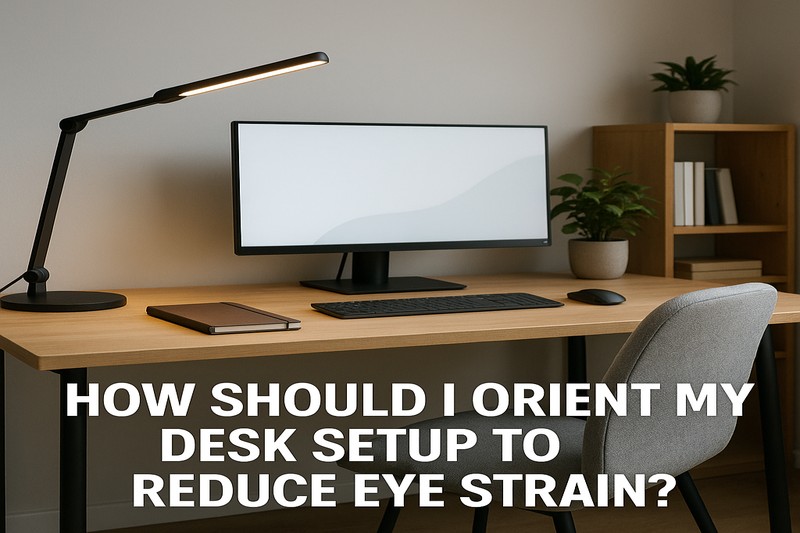 Modern ergonomic desk setup with monitor and lamp