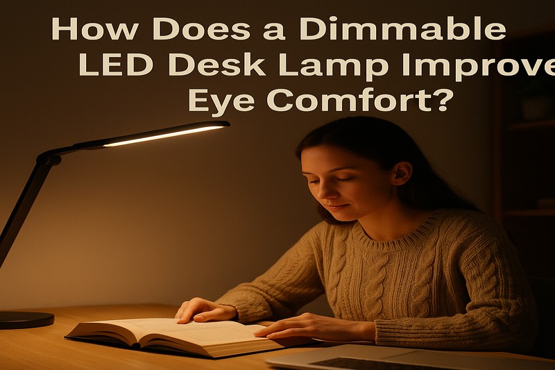 A person reading under a dimmable LED desk lamp in a cozy room