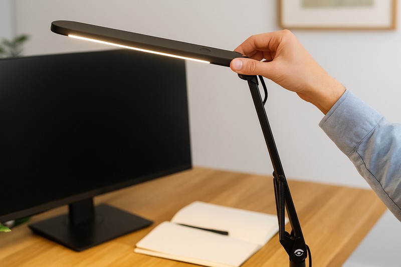 Flexible LED desk lamp on adjustable arm