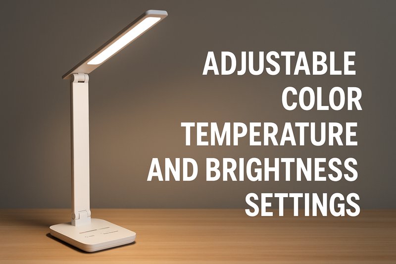 LED desk lamp showcasing adjustable color temperature and brightness settings