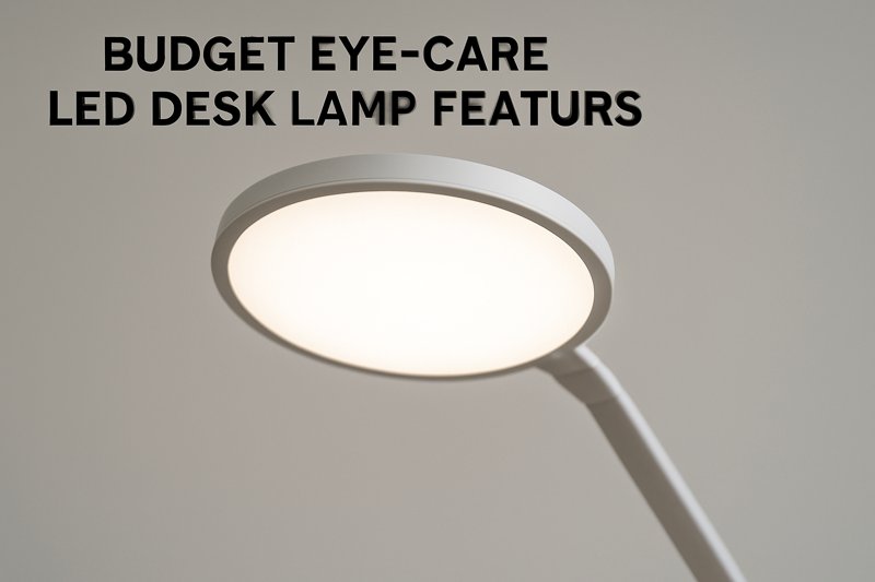 Close-up of an LED desk lamp head showing diffused, eye-caring light