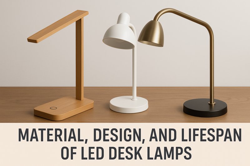 LED desk lamps made of different materials and in various design styles