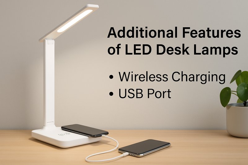 Multi-functional LED desk lamp with wireless charging and USB port