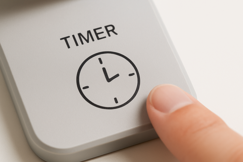 A close-up of the timer icon on a lamp's control panel, illustrating the ease of setting a work timer