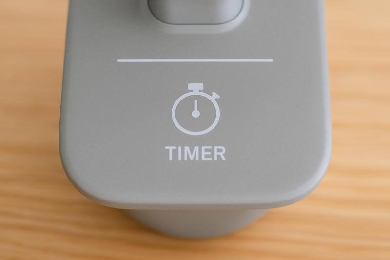 A close-up of the timer icon on a lamp's control panel, illustrating the ease of setting a work timer