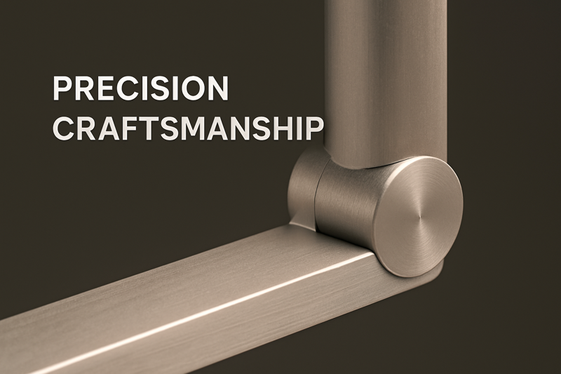 A detailed close-up shot of a flawlessly machined aluminum joint on a high-end lamp, showcasing its precision craftsmanship and quality feel.