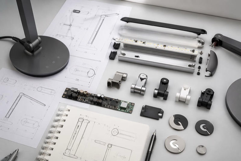 OEM LED desk lamp design review with custom components