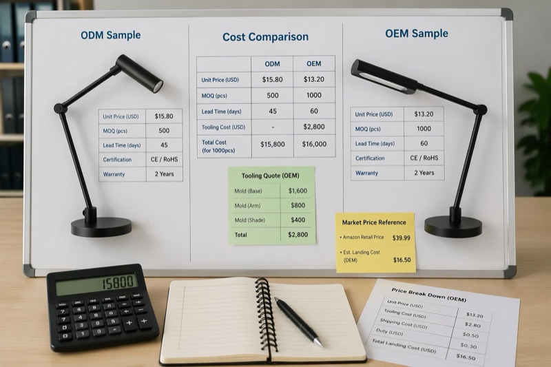 ODM versus OEM desk lamp cost and risk comparison