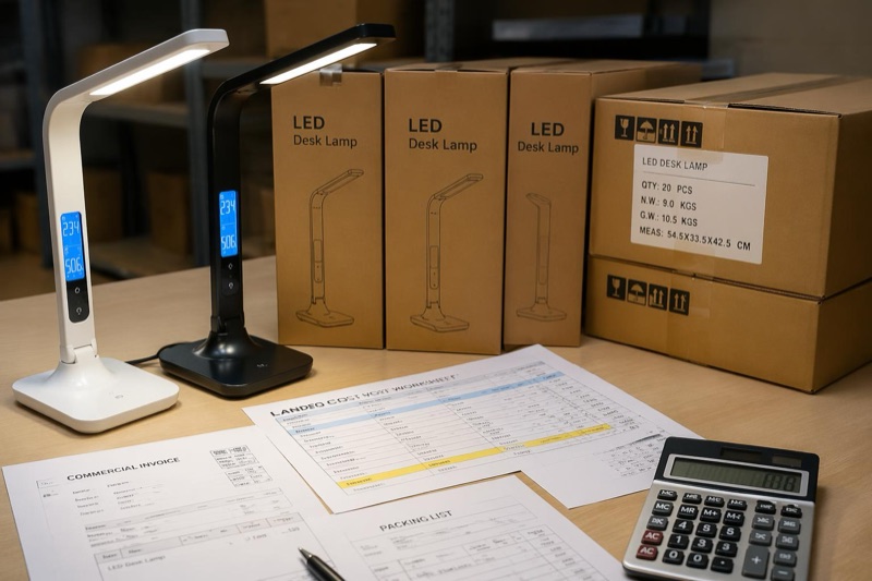 Landed cost calculation for wholesale LED desk lamps