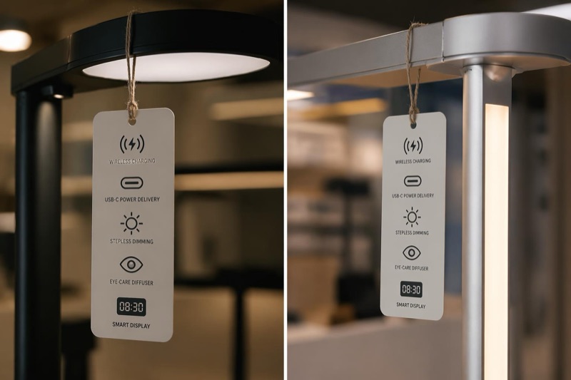 Desk lamp feature set priced by customer value