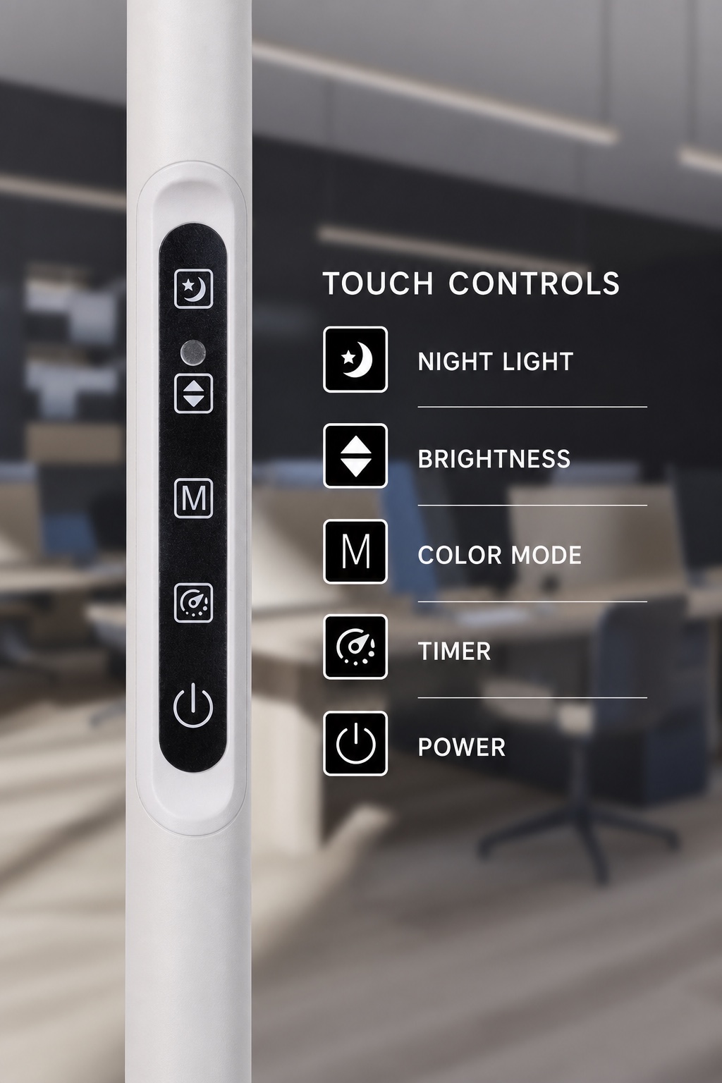 RY139-F touch controls for night light brightness color mode timer and power