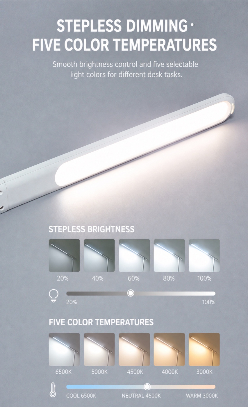 RY223-U stepless brightness and five color temperature modes