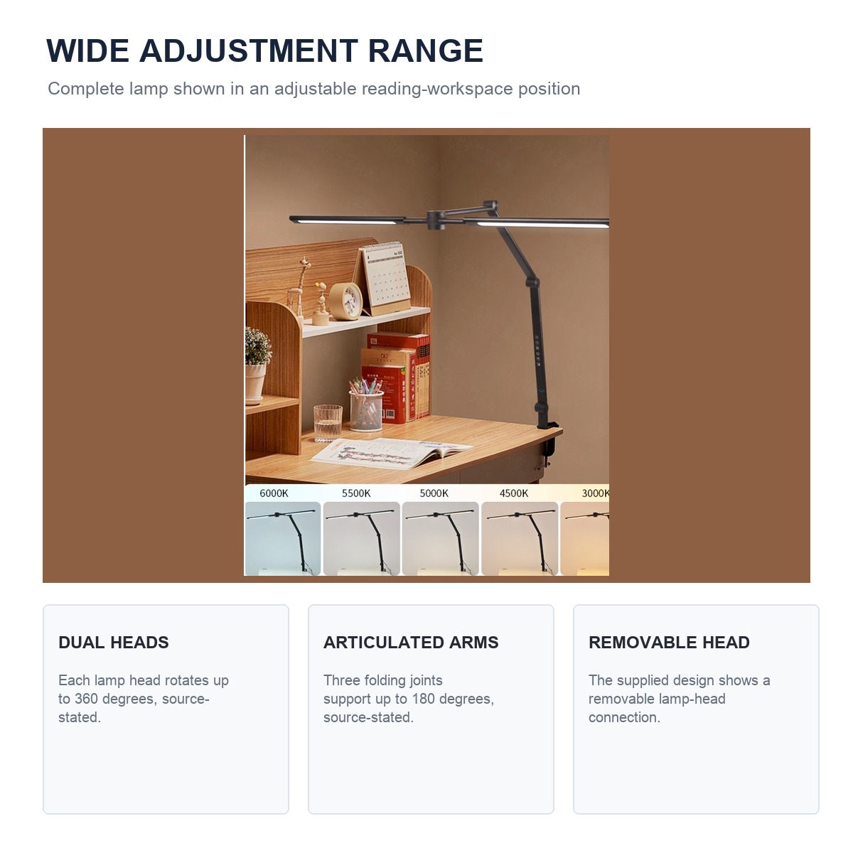 RY229-C dual-head six-axis adjustment detail in English