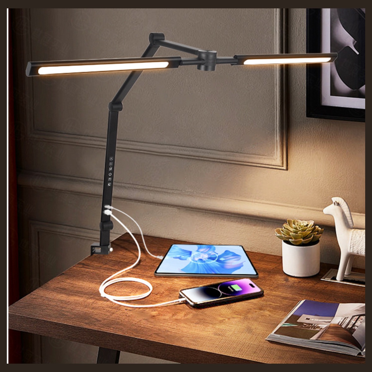 Complete RY229-C clamp lamp with both light bars illuminated