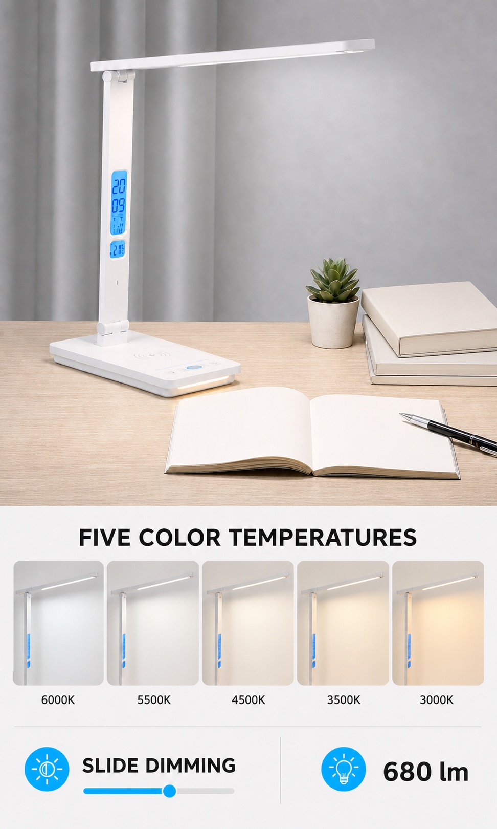 RY2309 five color temperatures slide dimming and 680 lumen output