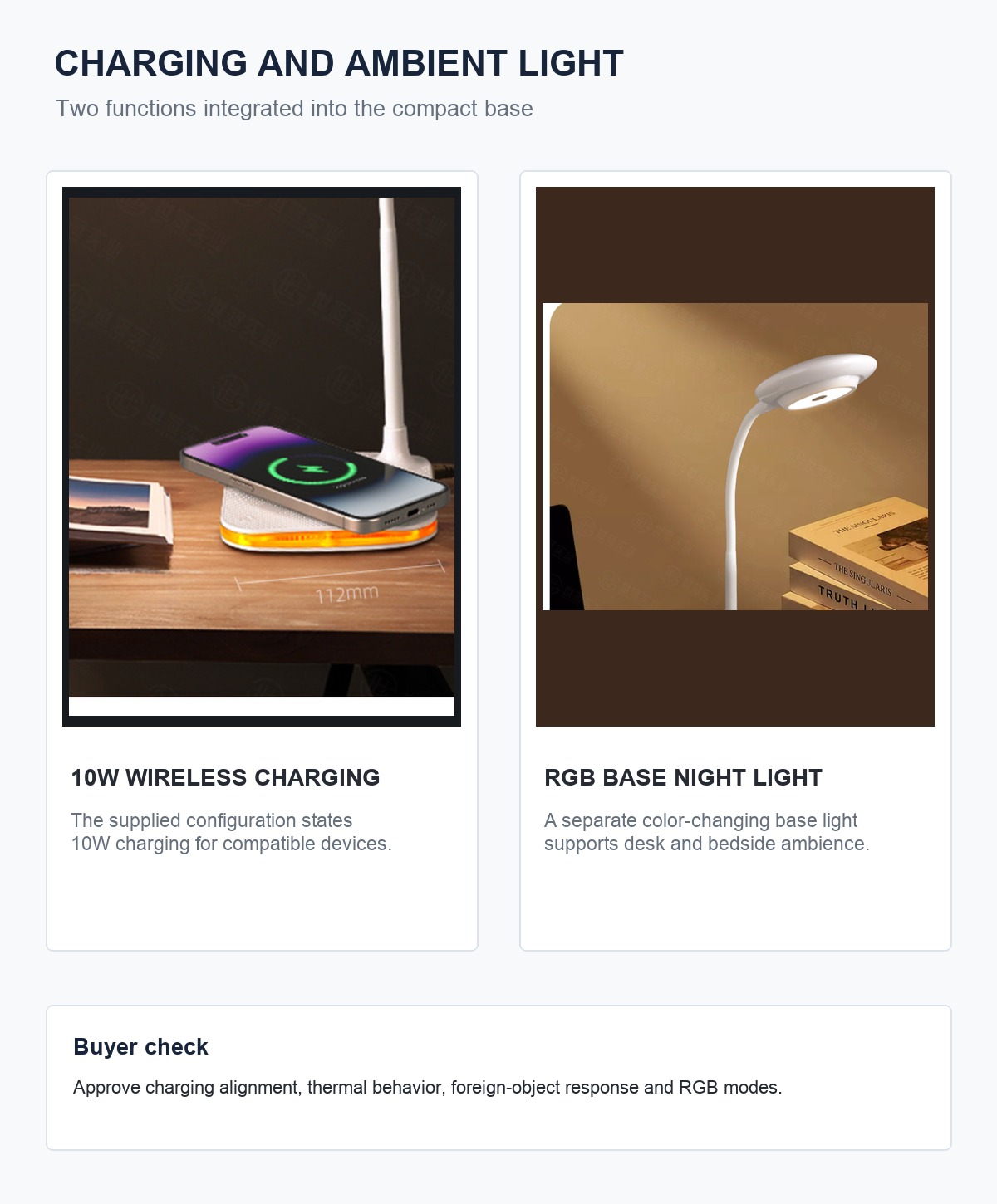 RY28-S wireless charging and RGB night light detail in English