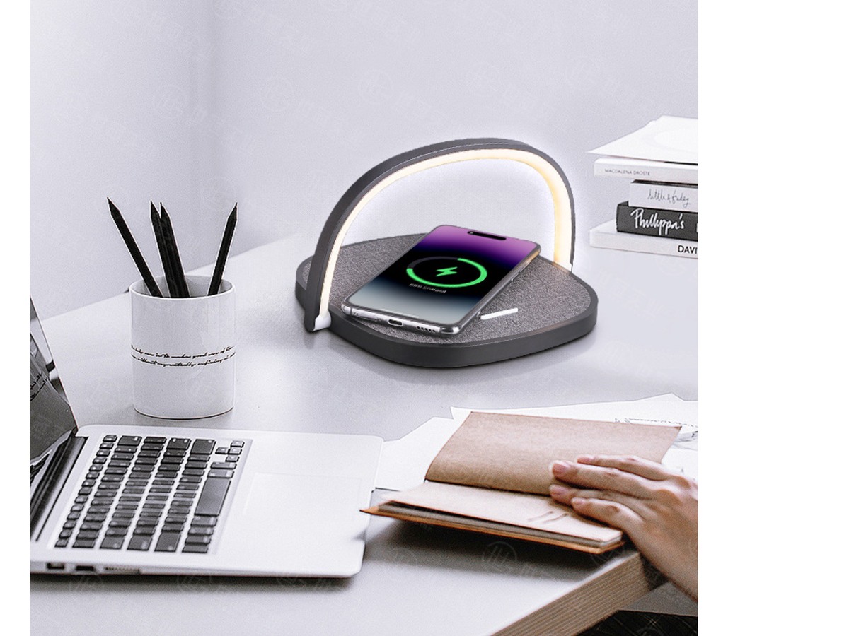 Complete RY29 ambient lamp with a phone on its wireless charging base