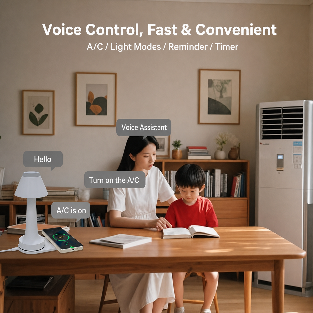 RY31 smart voice control table lamp in a home study setting